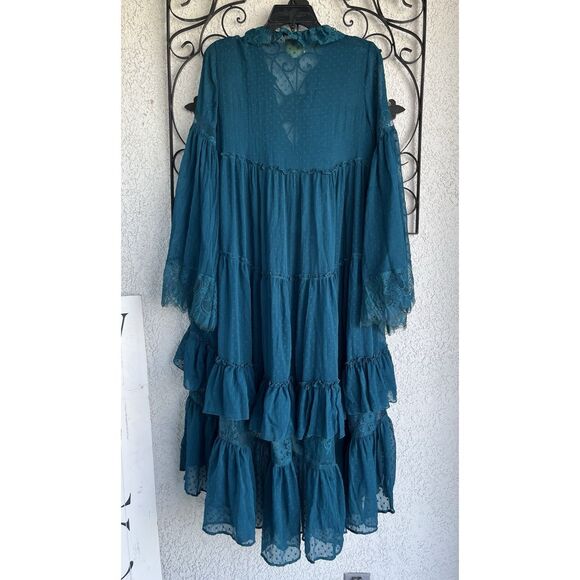 Maeve By Anthropologie Meadow Ruffle Dress - Size XS - Teal - Picture 8 of 10